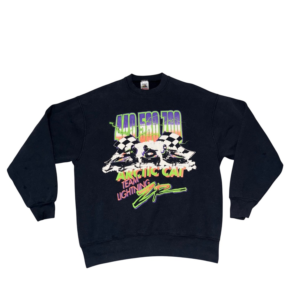 Fruit of the Loom Sweatshirt Mens XL Black Excellent Arctic Cat Team Lightning Z